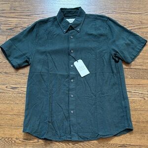 Abercrombie & Fitch NWT Men's green SUMMER linen Blend Short-Sleeve Shirt, M